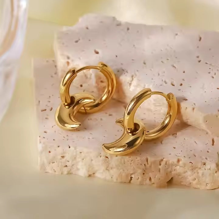 NIGHT LIGHT PUFFY MOON EARRINGS