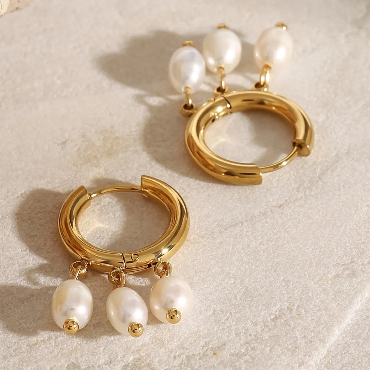 THREE'S A CROWD DROP HOOP EARRINGS
