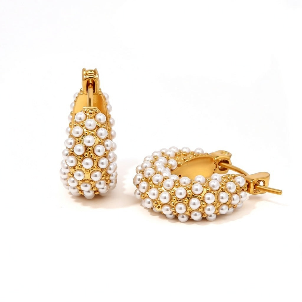 ELISE PEARL HOOP EARRINGS ~ BUY 2 SAVE 15%