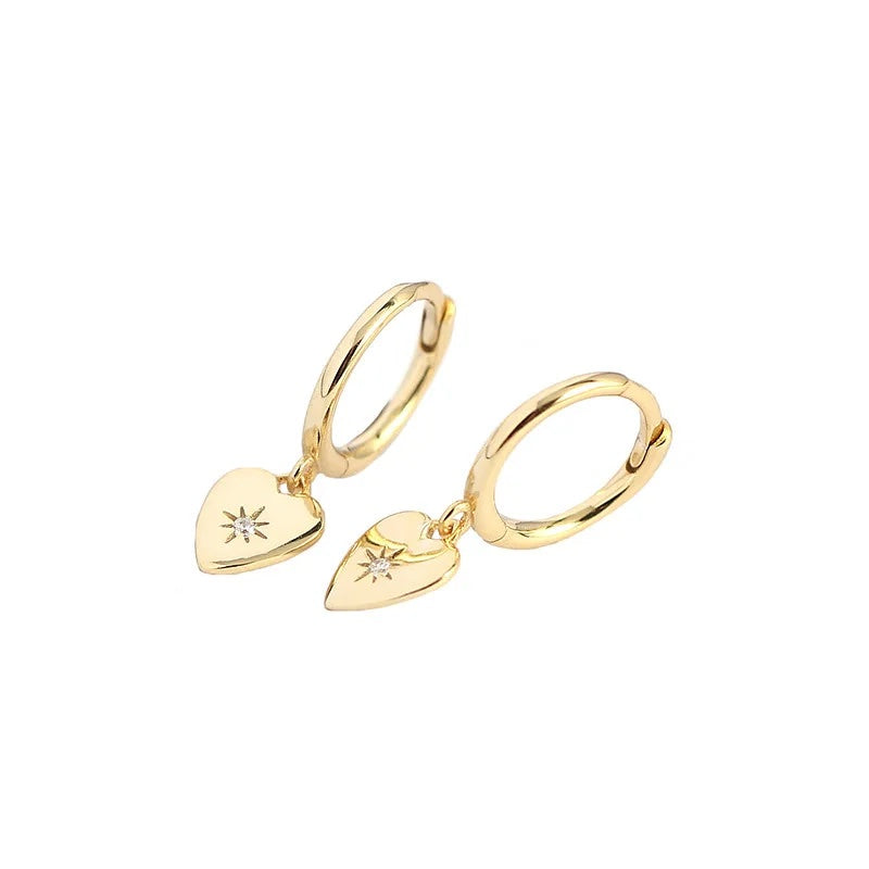 HEART DANGLE HOOP EARRINGS ~ BUY 2 SAVE 15%