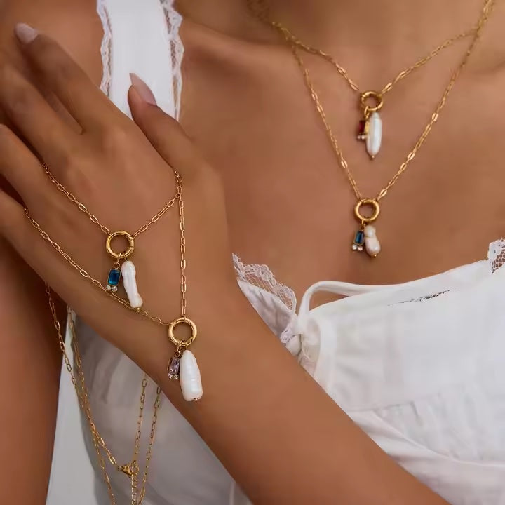 ARABELLA PEARL AND CRYSTAL NECKLACE
