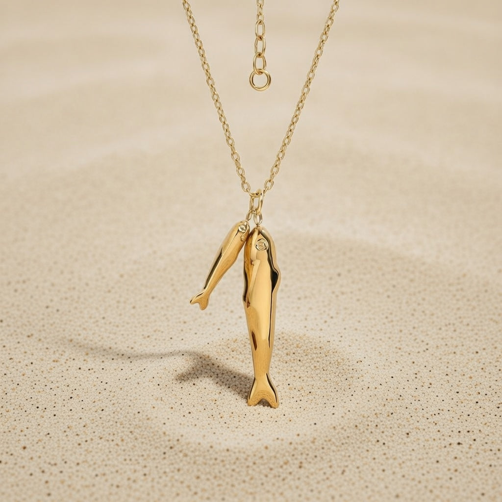 DOUBLE FISH PENDANT NECKLACE