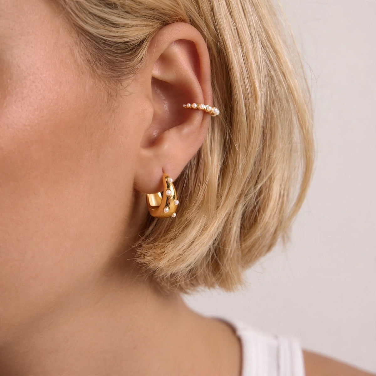 ANNABELLE PEARL HOOP EARRINGS ~ BUY 2 SAVE 15%