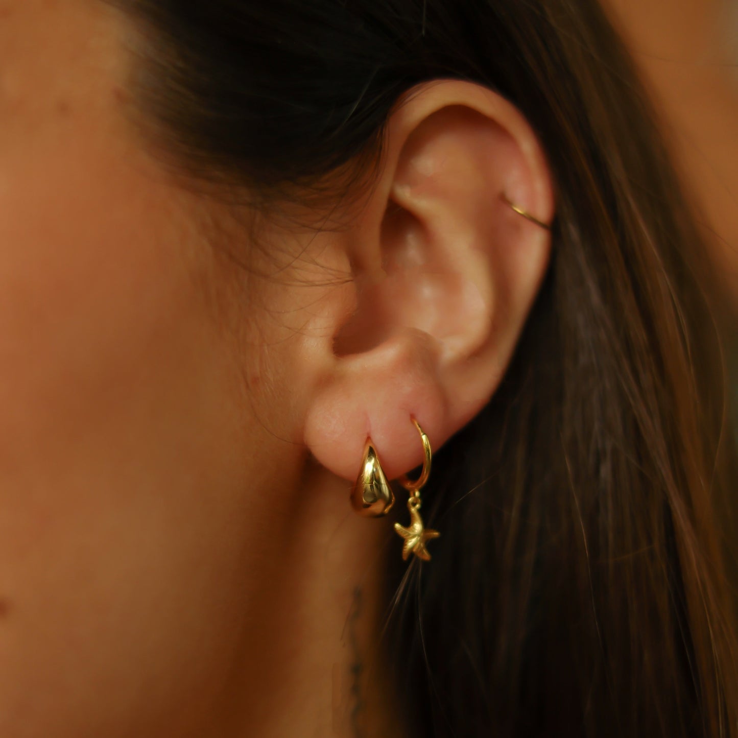 STARFISH HUGGIE HOOP EARRINGS ~ ANY 2 FOR $100