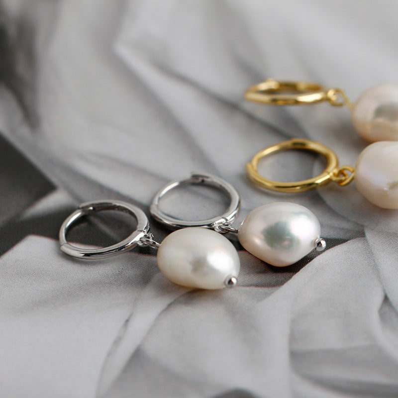 DROP IN THE OCEAN PEARL HOOP EARRINGS