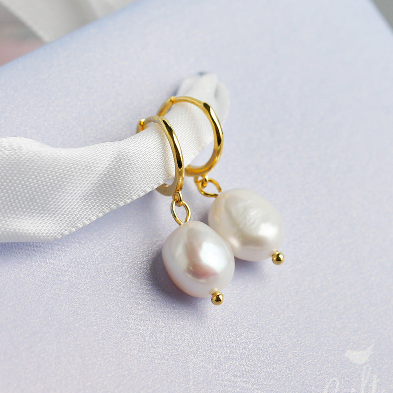 DROP IN THE OCEAN PEARL HOOP EARRINGS