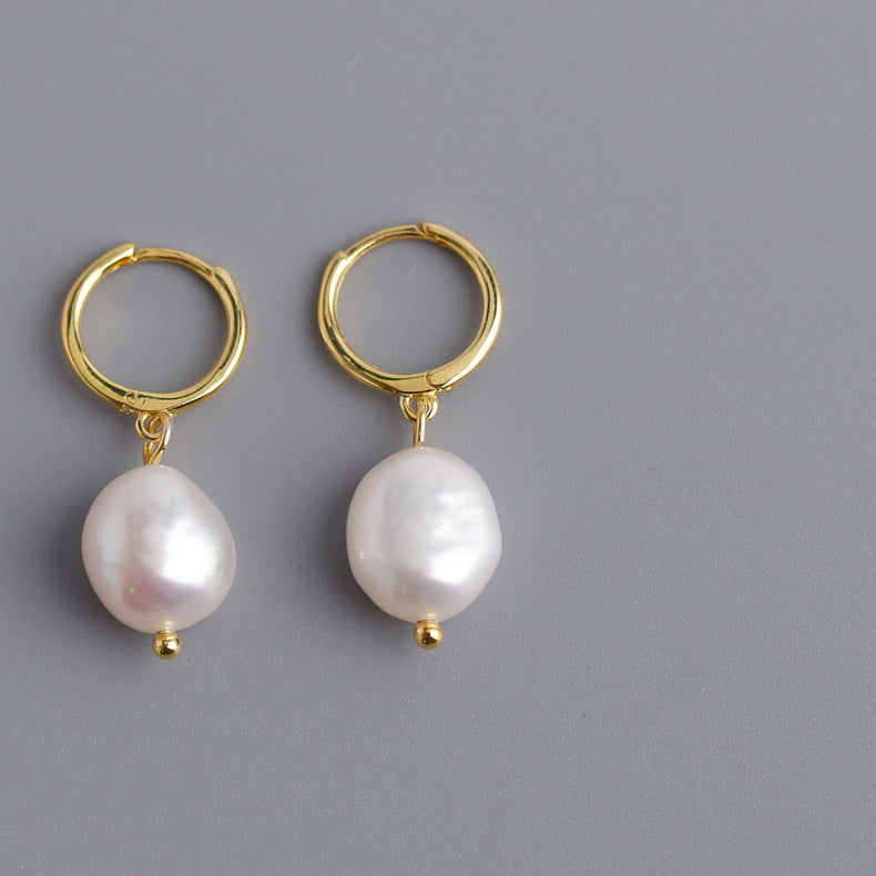 DROP IN THE OCEAN PEARL HOOP EARRINGS