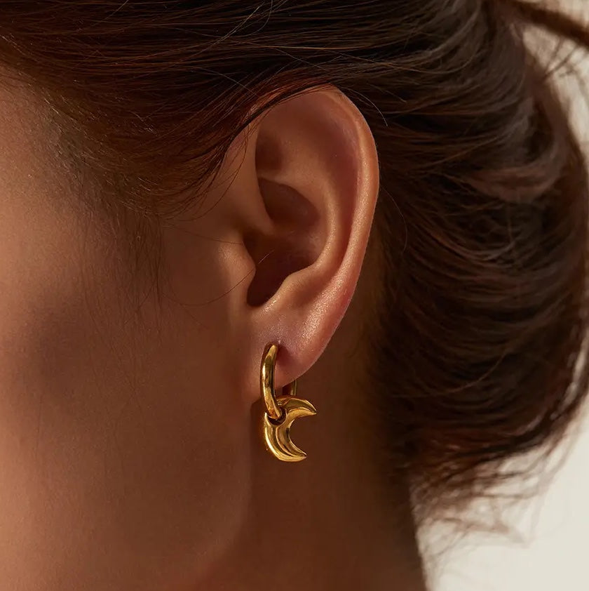 NIGHT LIGHT PUFFY MOON EARRINGS