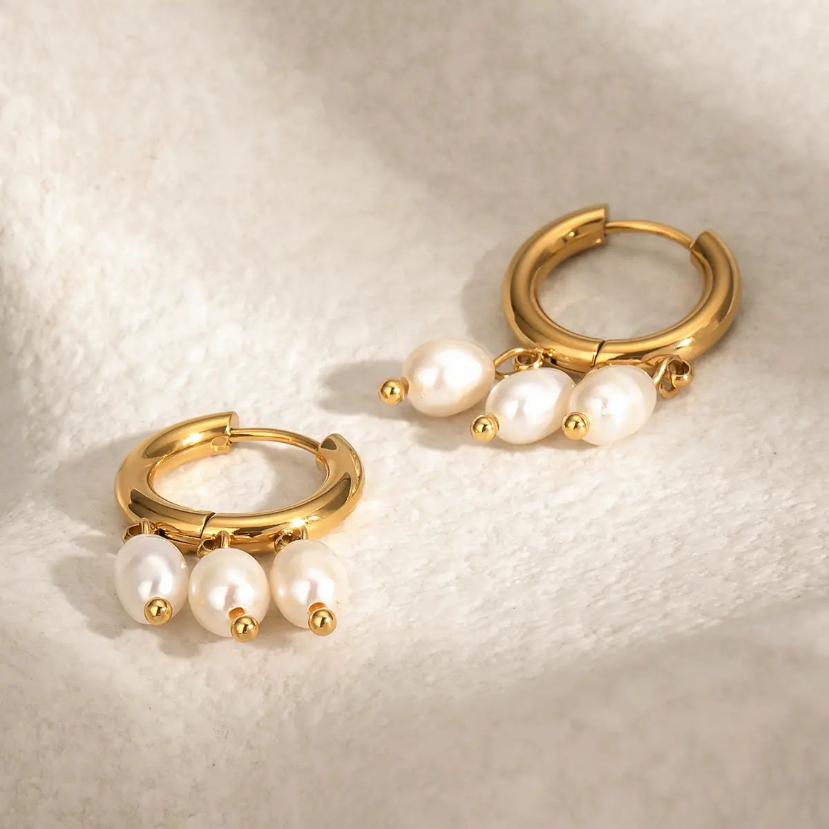 THREE'S A CROWD DROP HOOP EARRINGS