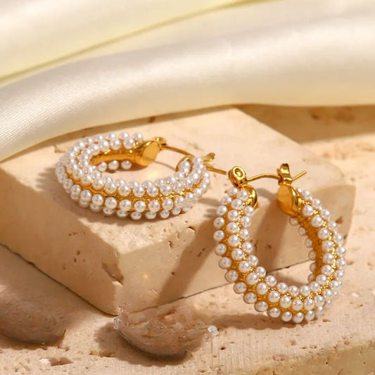 EVIE PEARL HOOP EARRINGS