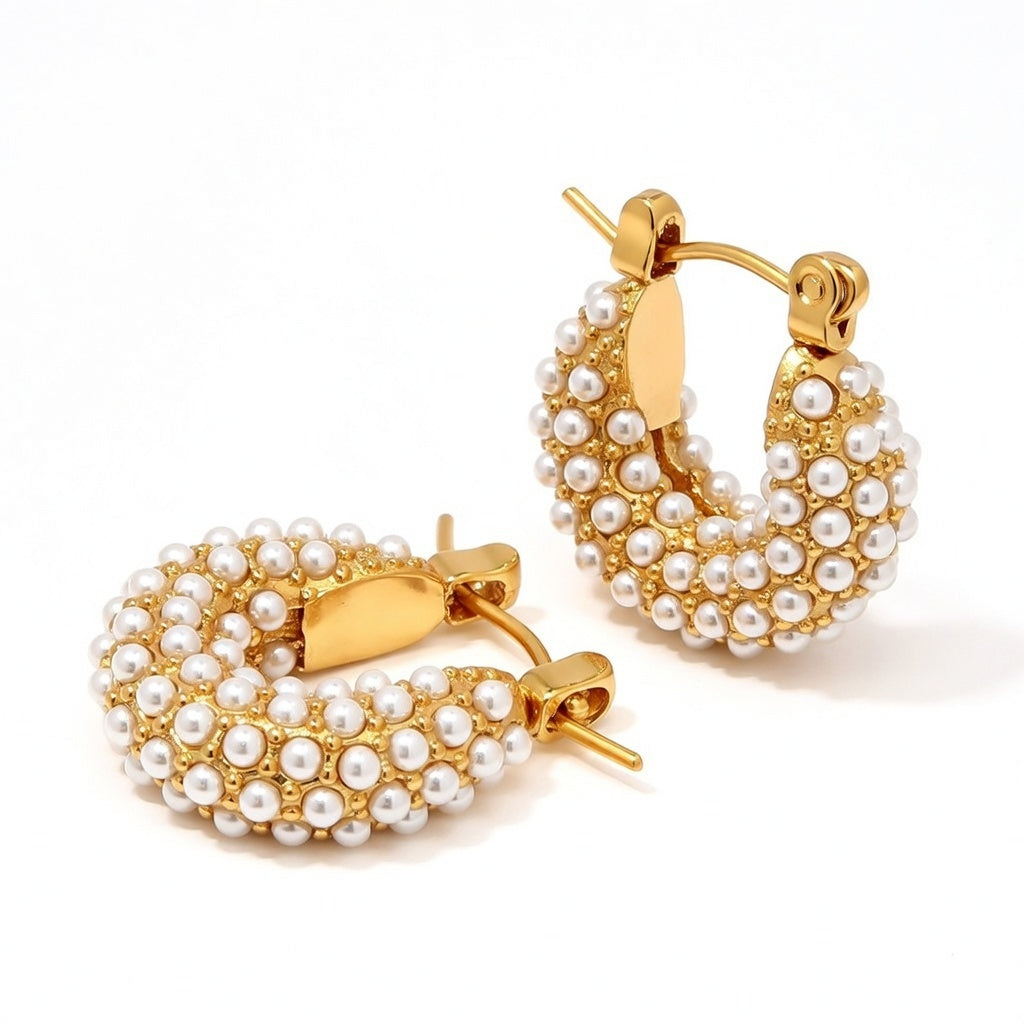ELISE PEARL HOOP EARRINGS ~ BUY 2 SAVE 15%