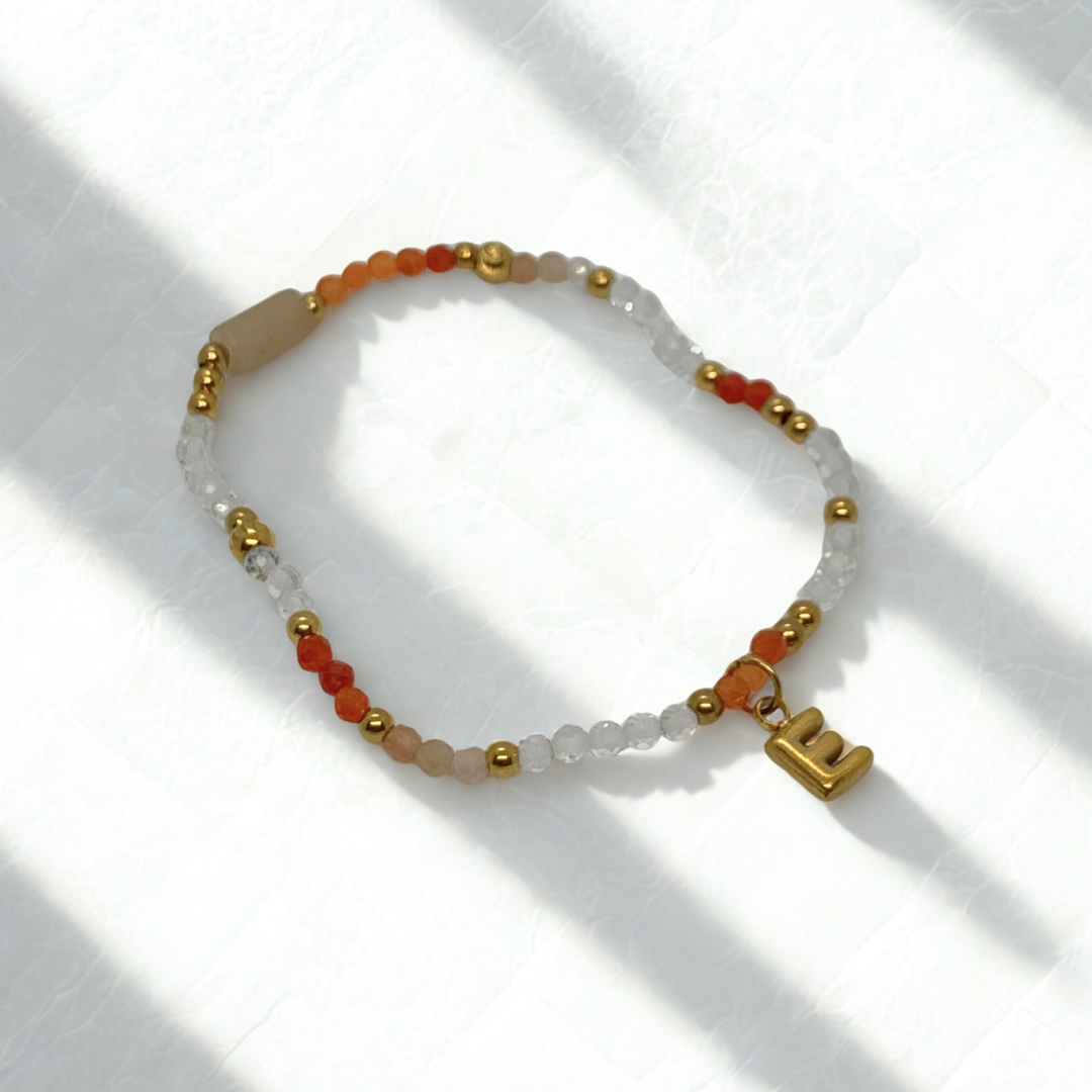 Initial Beaded Bracelet - PINK, GREEN OR ORANGE