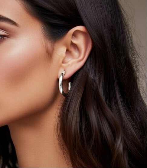 ROUND HOOP EARRINGS SILVER ~ BUY 2 SAVE 15%