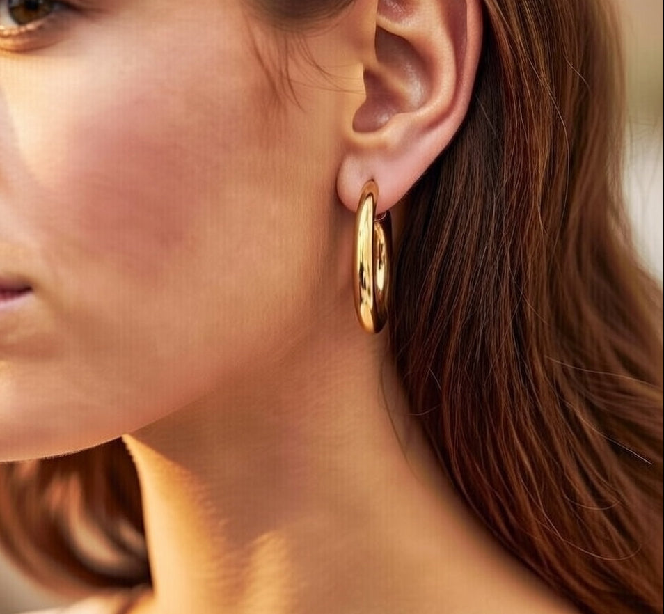 ROUND HOOP EARRINGS GOLD ~ BUY 2 SAVE 15%