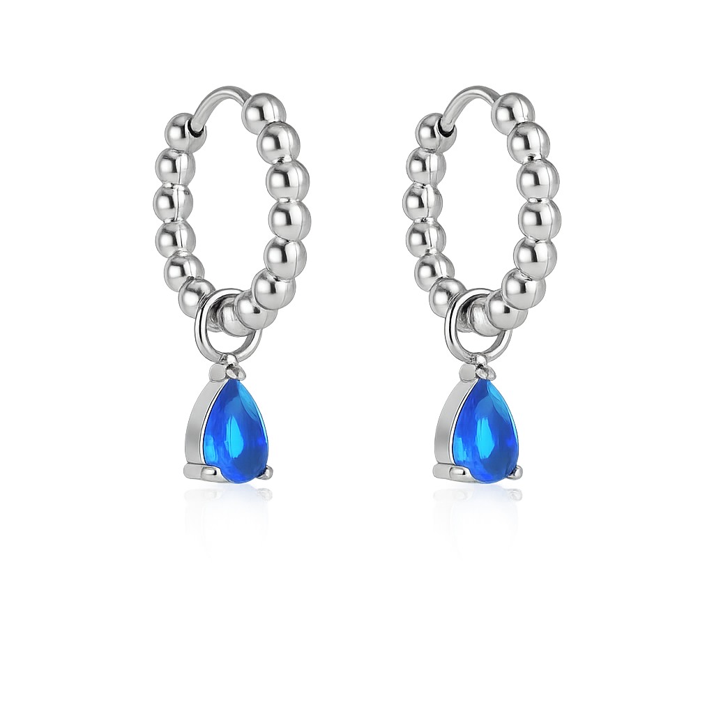 RIPPLE  STONE SET HUGGIE HOOP EARRINGS ~ BUY 2 SAVE 15%