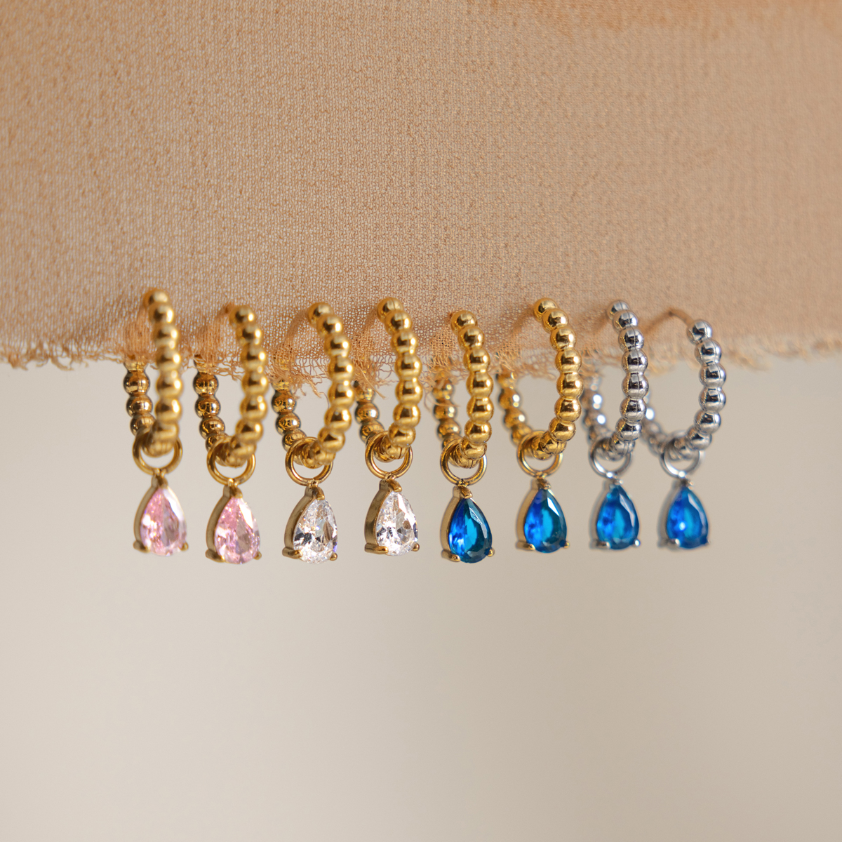 RIPPLE  STONE SET HUGGIE HOOP EARRINGS ~ BUY 2 SAVE 15%