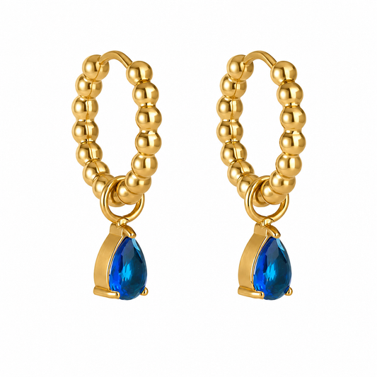 RIPPLE  STONE SET HUGGIE HOOP EARRINGS ~ BUY 2 SAVE 15%