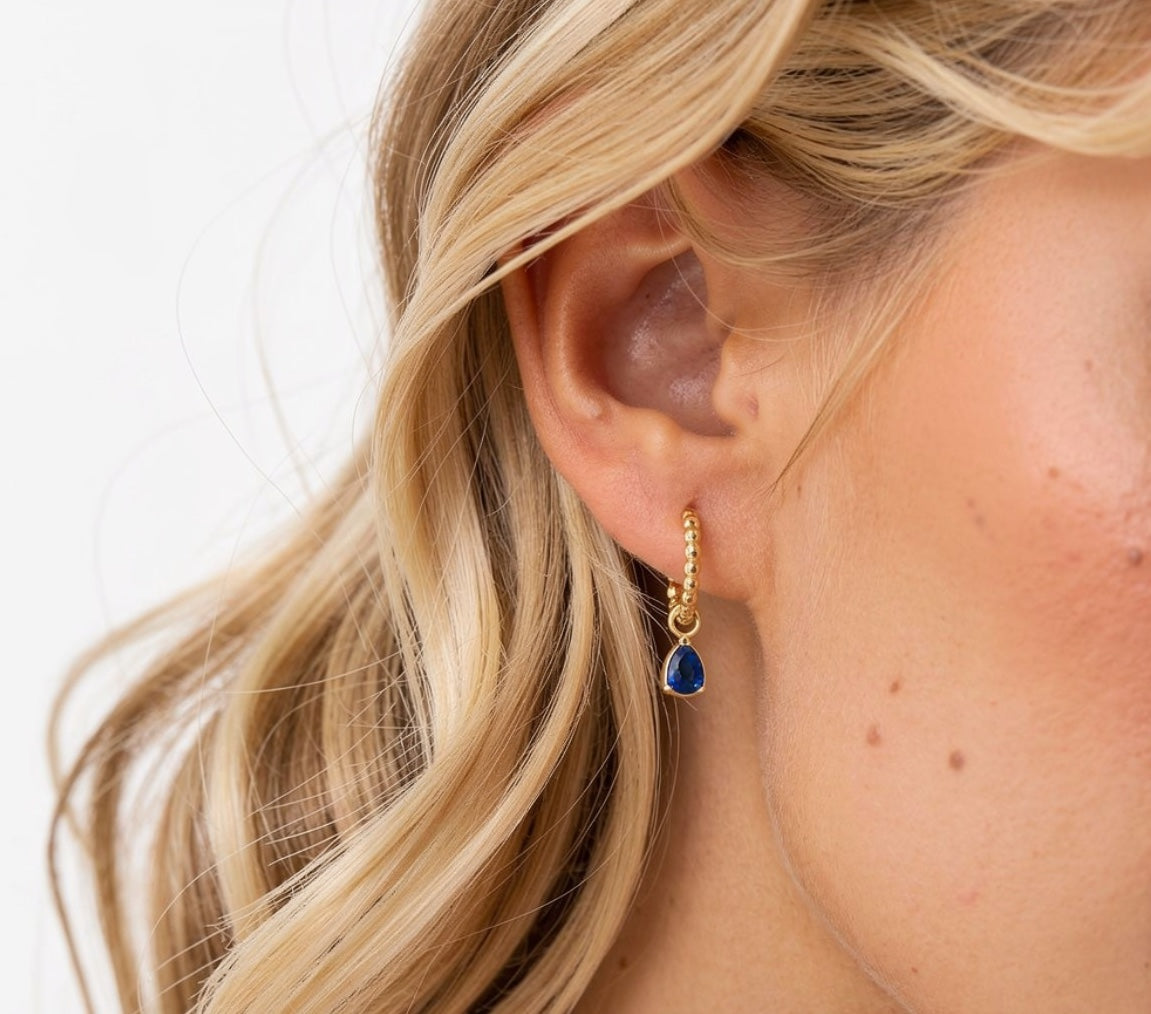 RIPPLE  STONE SET HUGGIE HOOP EARRINGS ~ BUY 2 SAVE 15%