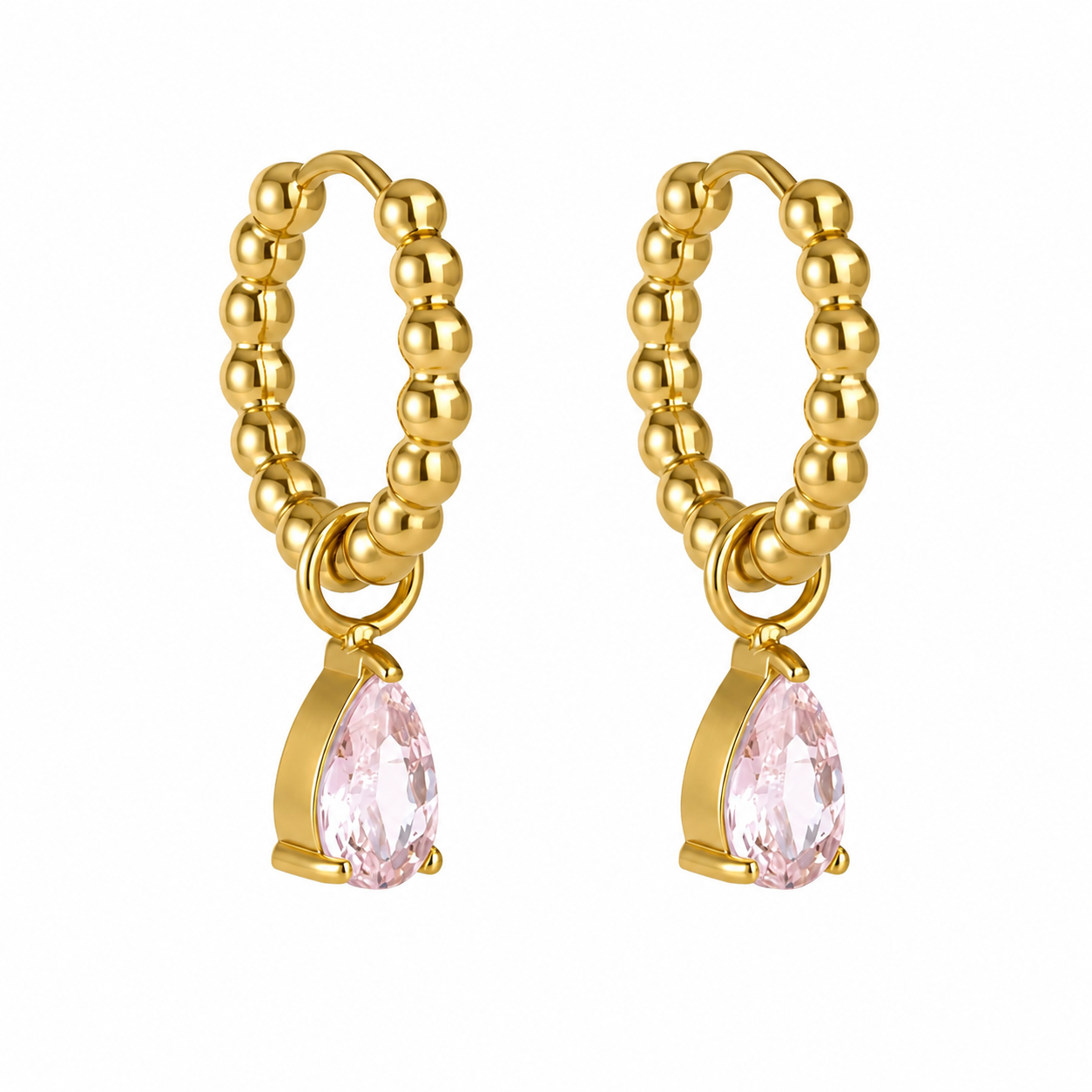RIPPLE  STONE SET HUGGIE HOOP EARRINGS ~ BUY 2 SAVE 15%