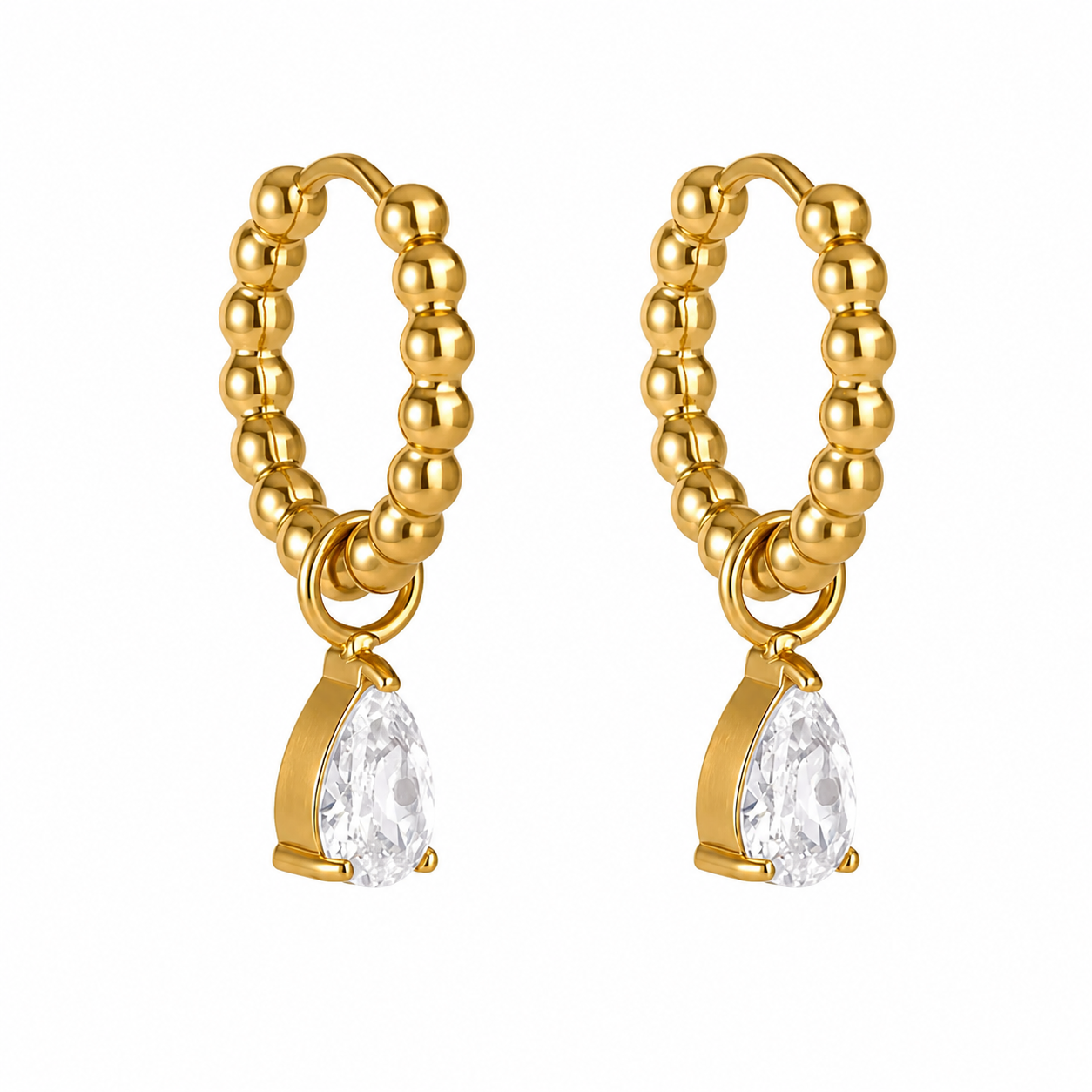 RIPPLE  STONE SET HUGGIE HOOP EARRINGS ~ BUY 2 SAVE 15%