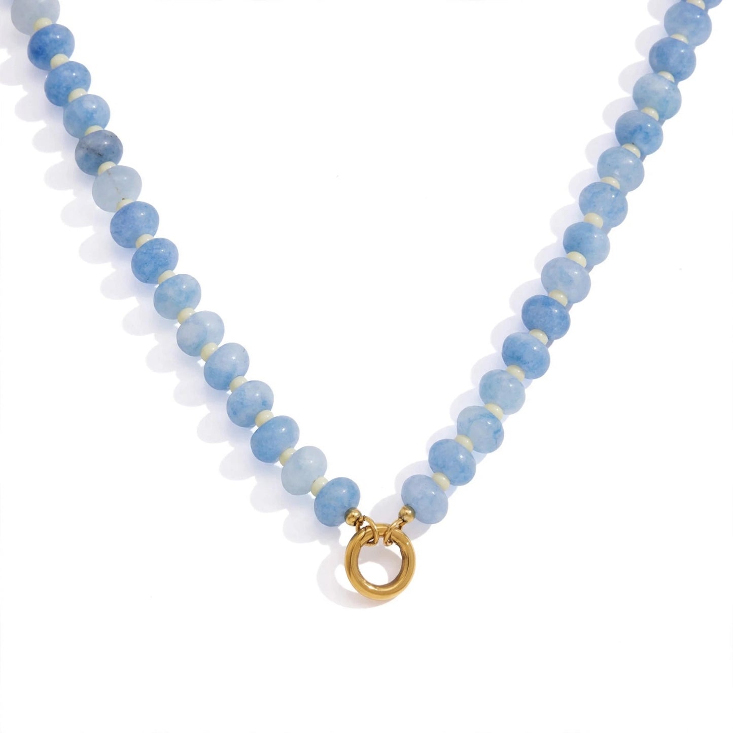 OVER THE RAINBOW AQUAMARINE BEADED NECKLACE