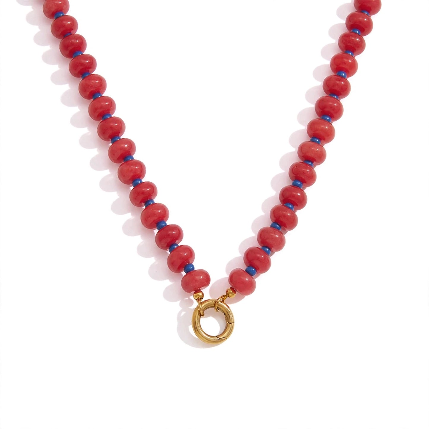 OVER THE RAINBOW RED AGATE BEADED NECKLACE