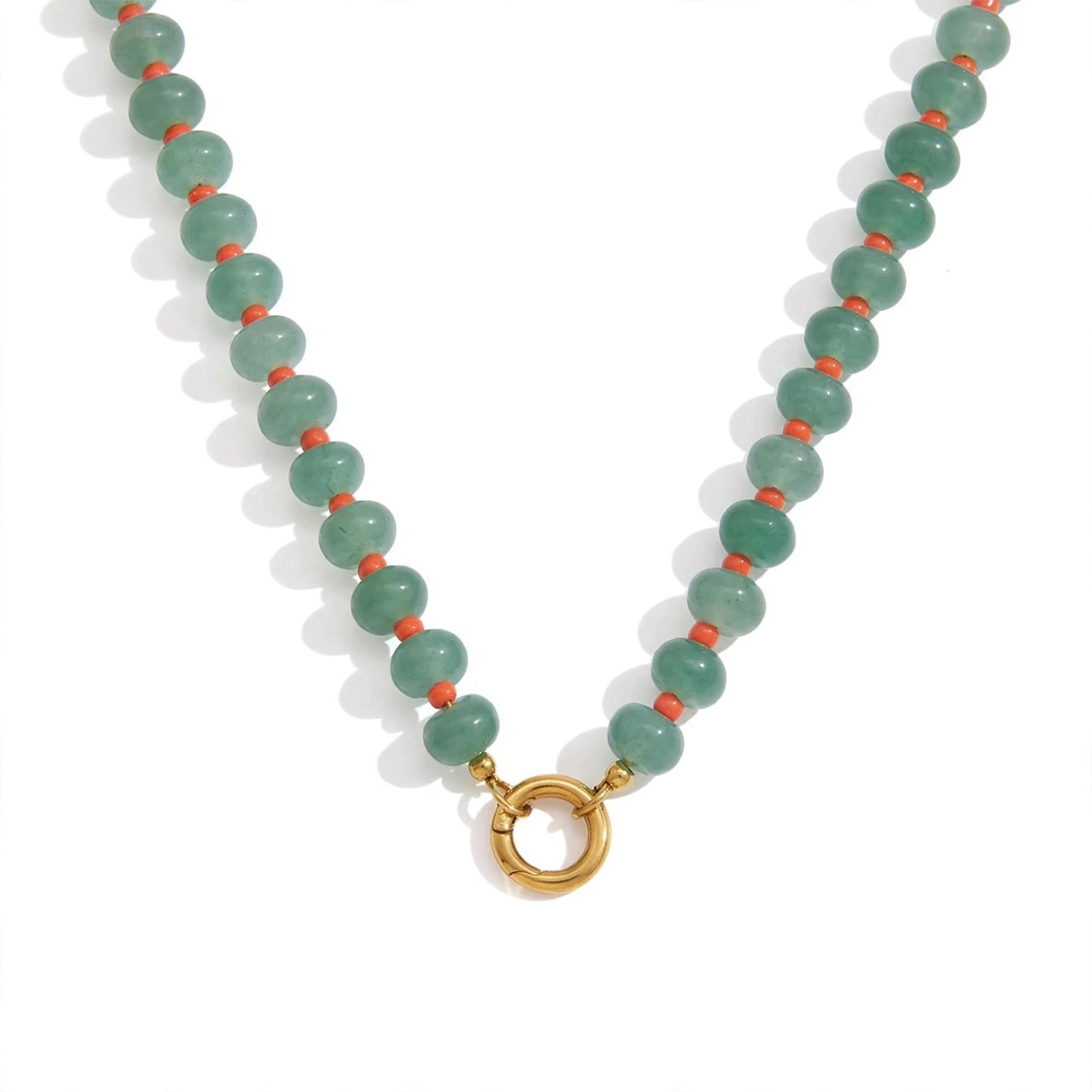 OVER THE RAINBOW GREEN AVENTURINE BEADED NECKLACE