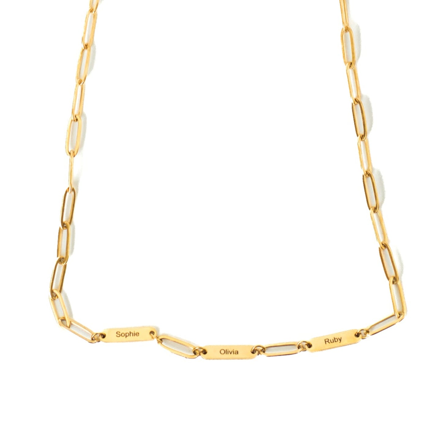 PAPERCLIP ENGRAVED BAR NAME NECKLACE