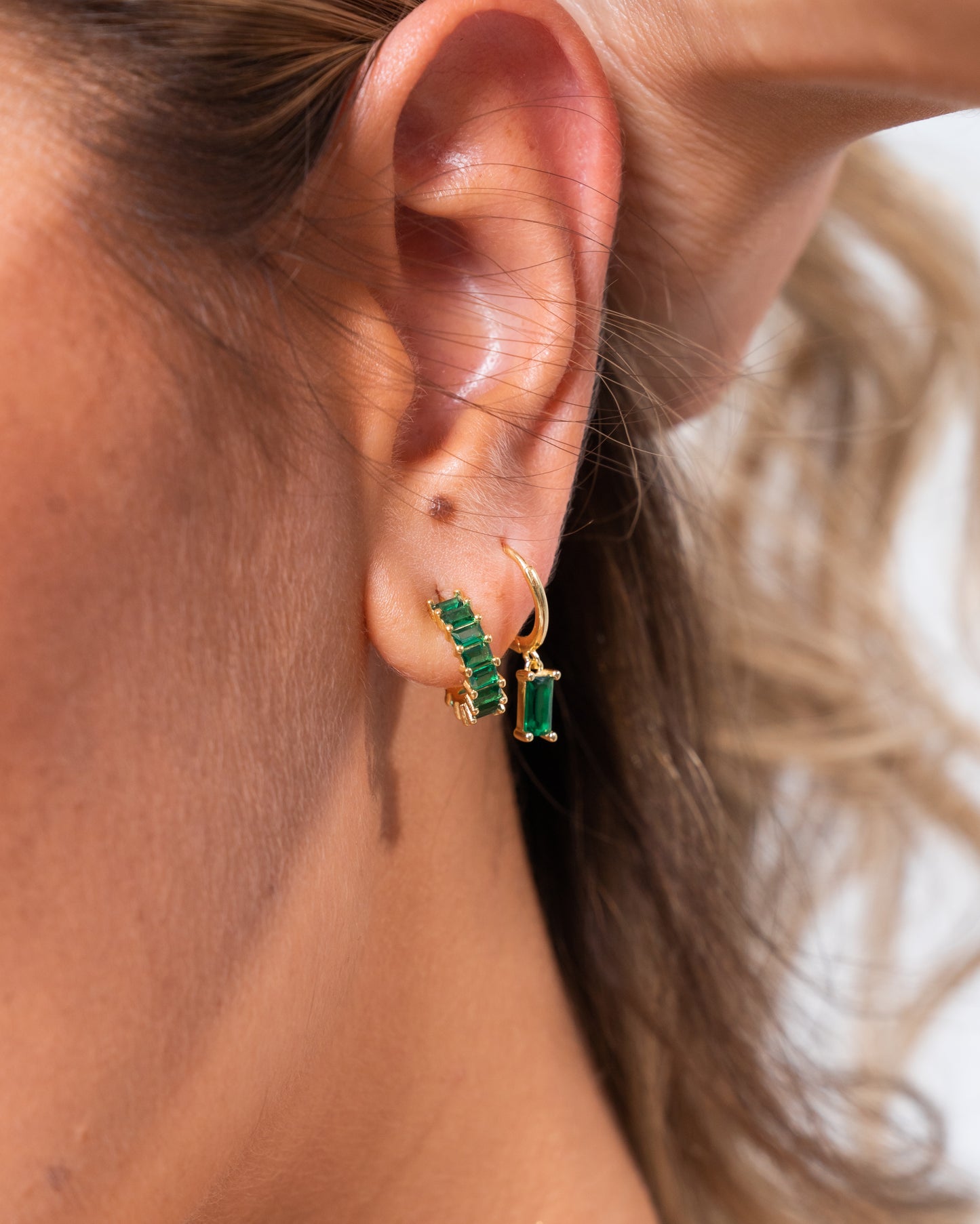 Gold and green clearance hoop earrings